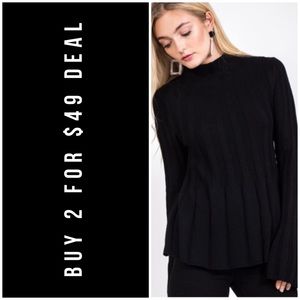 ❄️BLACK WOOL BLEND RIBBED SWEATER